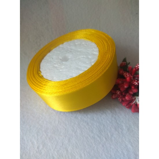 Лента атласная однотонная 2,5 см, цв. желтый, цена за 5 м